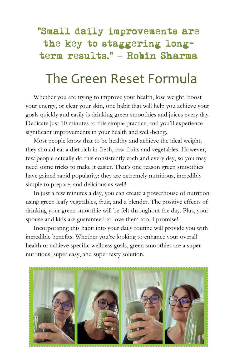 Green Reset Challenge! 6-Week Green Smoothie and Juicing Challenge (with recipes, shopping lists, tips, advice, and more)(Paperback)