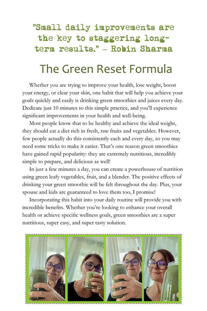Green Reset Challenge! 6-Week Green Smoothie and Juicing Challenge (with recipes, shopping lists, tips, advice, and more)(Paperback)