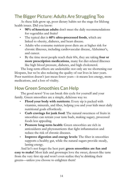 Easy Green Smoothie Recipe Book for Kids & Adults: Get Your Family Drinking Greens, Fruits & Veggies with Green Reset Formula! (Paperback)