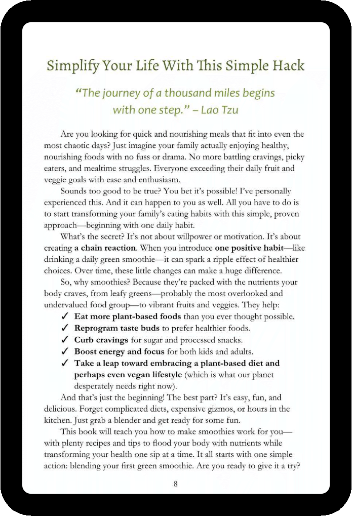 Easy Green Smoothie Recipe Book for Kids & Adults: Get Your Family Drinking Greens, Fruits & Veggies with Green Reset Formula! (Ebook)