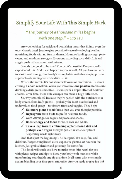 Easy Green Smoothie Recipe Book for Kids & Adults: Get Your Family Drinking Greens, Fruits & Veggies with Green Reset Formula! (Ebook)
