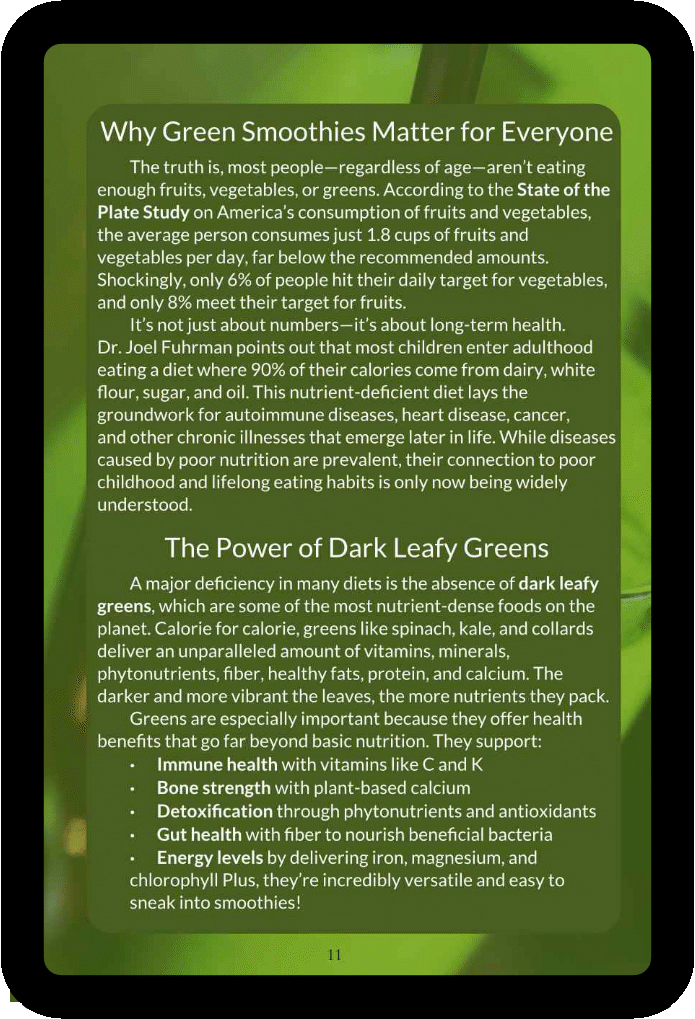 Easy Green Smoothie Recipe Book for Kids & Adults: Get Your Family Drinking Greens, Fruits & Veggies with Green Reset Formula! (Ebook)