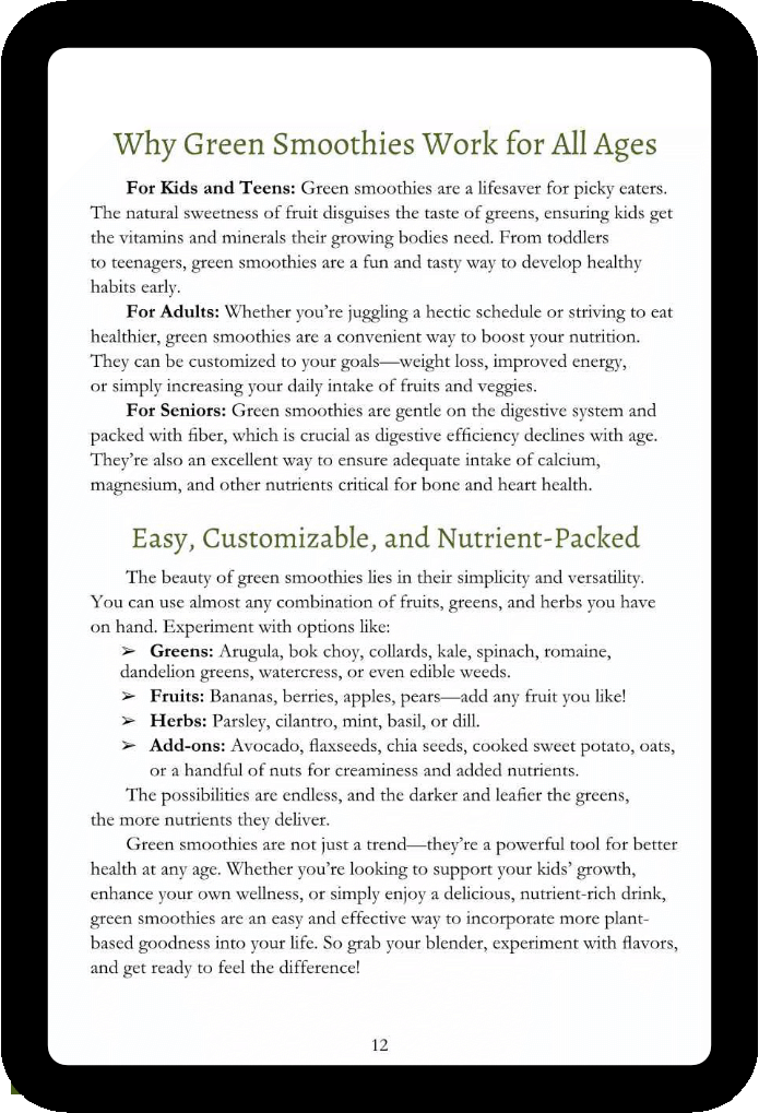 Easy Green Smoothie Recipe Book for Kids & Adults: Get Your Family Drinking Greens, Fruits & Veggies with Green Reset Formula! (Ebook)