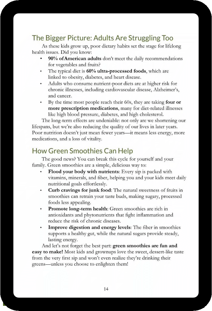 Easy Green Smoothie Recipe Book for Kids & Adults: Get Your Family Drinking Greens, Fruits & Veggies with Green Reset Formula! (Ebook)