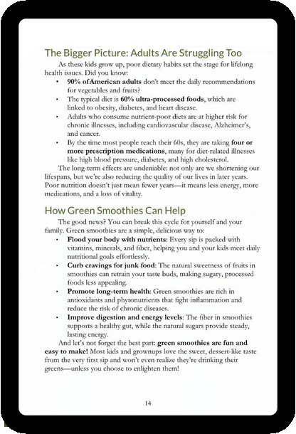 Easy Green Smoothie Recipe Book for Kids & Adults: Get Your Family Drinking Greens, Fruits & Veggies with Green Reset Formula! (Ebook)