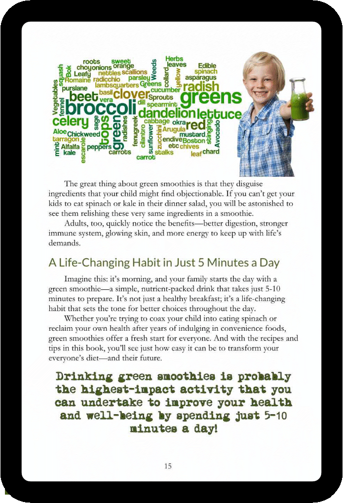 Easy Green Smoothie Recipe Book for Kids & Adults: Get Your Family Drinking Greens, Fruits & Veggies with Green Reset Formula! (Ebook)